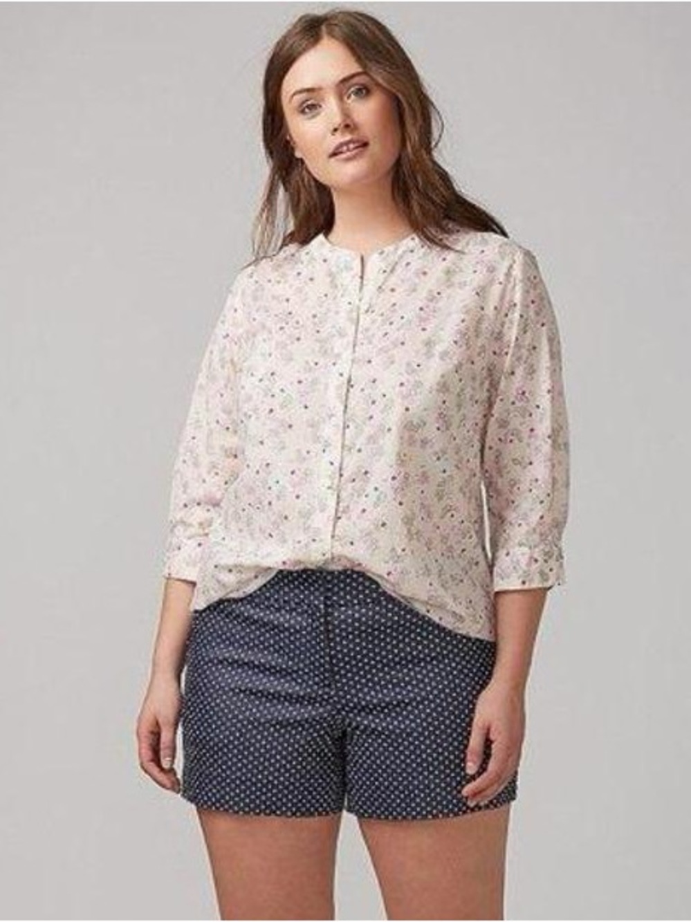 LANE BRYANT Cream Ditzy Floral Weekend Cotton Shirt Lace Cottagecore Prairie 22
